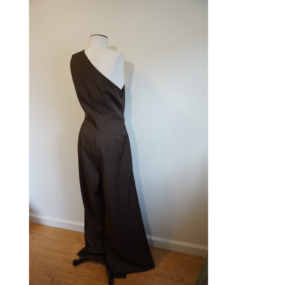 PrettyLittleThing One Shoulder Wide Leg Jumpsuit Chocolate Brown Size 6 NEW - Picture 4 of 8